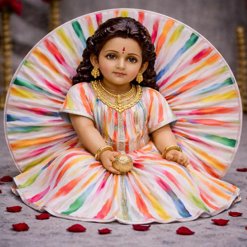 Rainbow Watercolour Laddu Gopal Poshak – Size 2