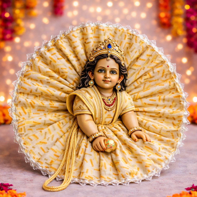 Aqua Printed Lace Laddu Gopal Poshak – Size 1