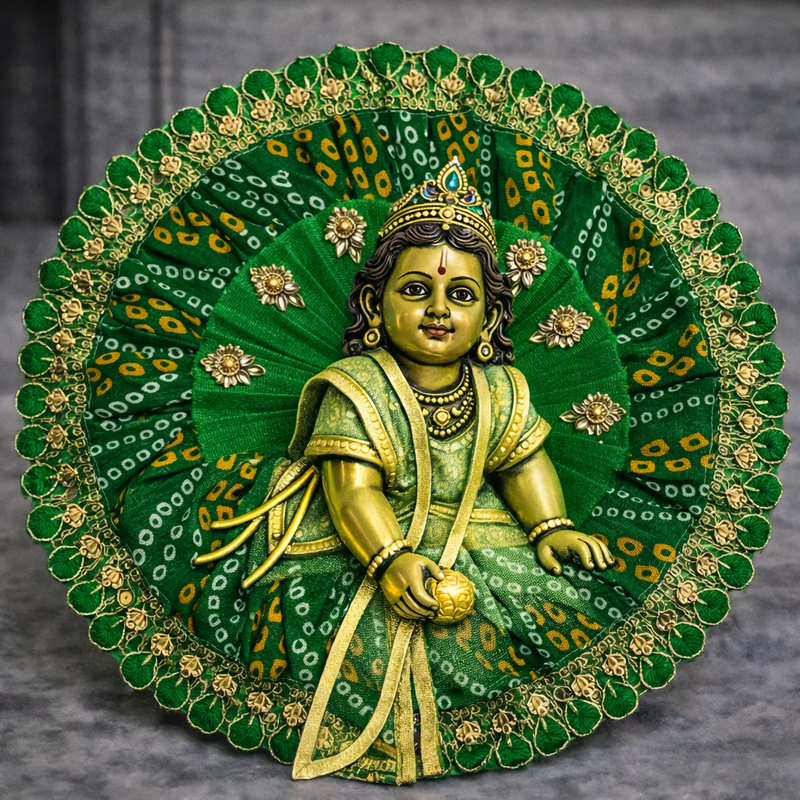 Emerald Green Bandhani Laddu Gopal Poshak – Size 0
