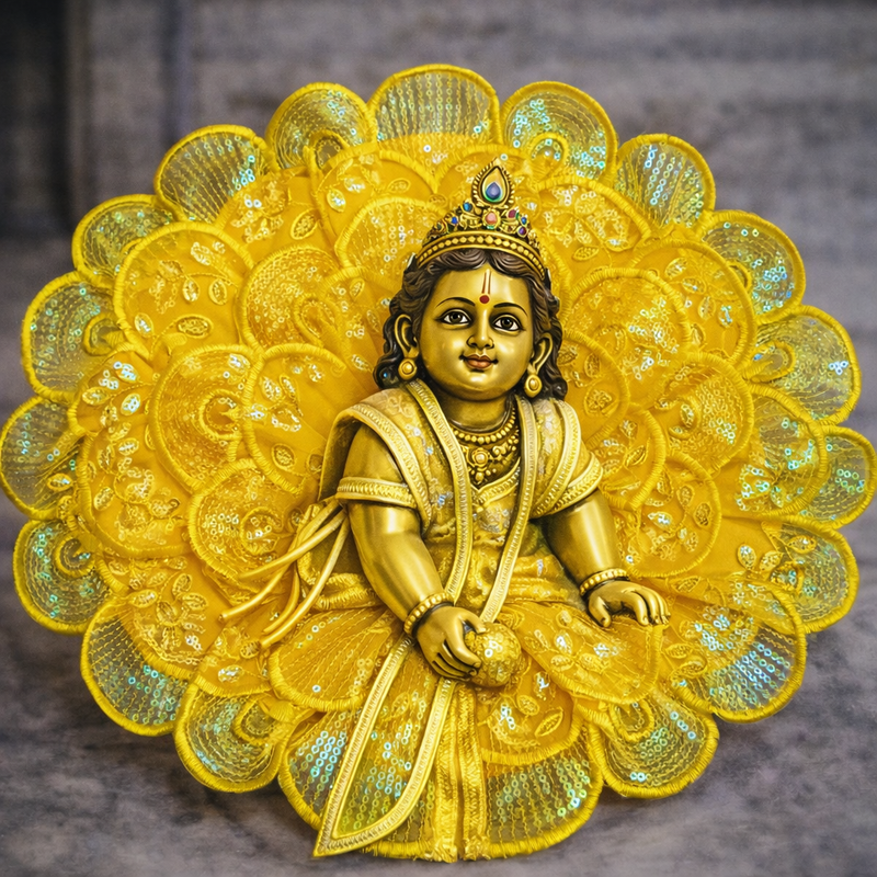 Yellow Sequin Petal Laddu Gopal Poshak – Size 0