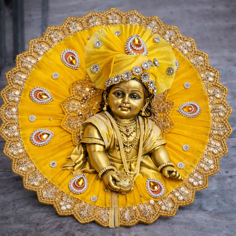 Yellow Crystal Teardrop Laddu Gopal Poshak – Size 0
