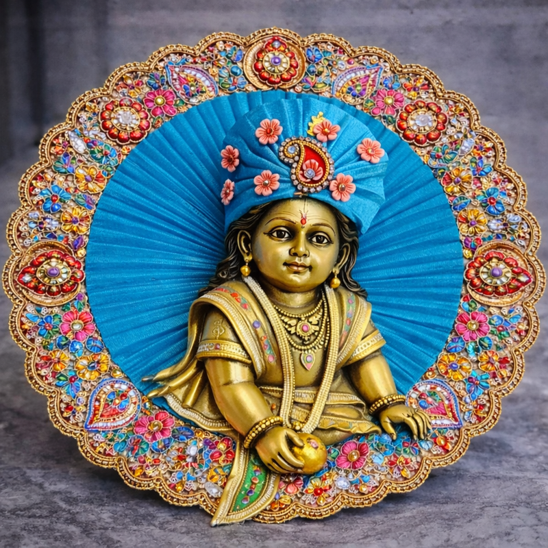 Turquoise Floral Paisley Laddu Gopal Poshak – Size 0