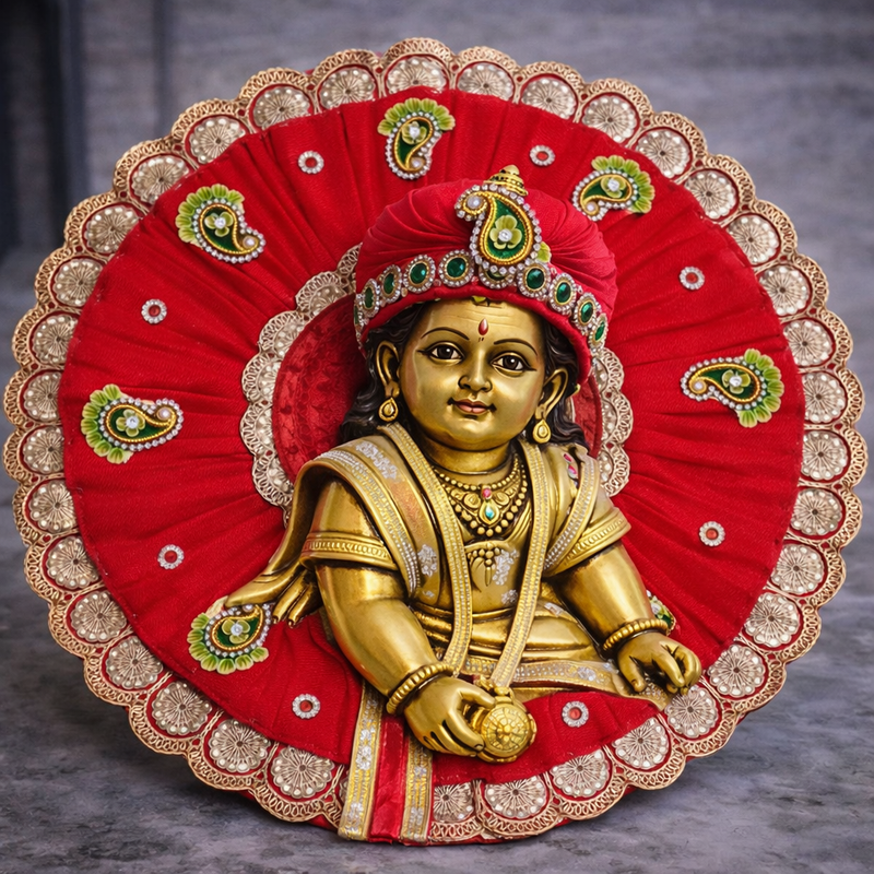Red Paisley Lace Laddu Gopal Poshak – Size 0