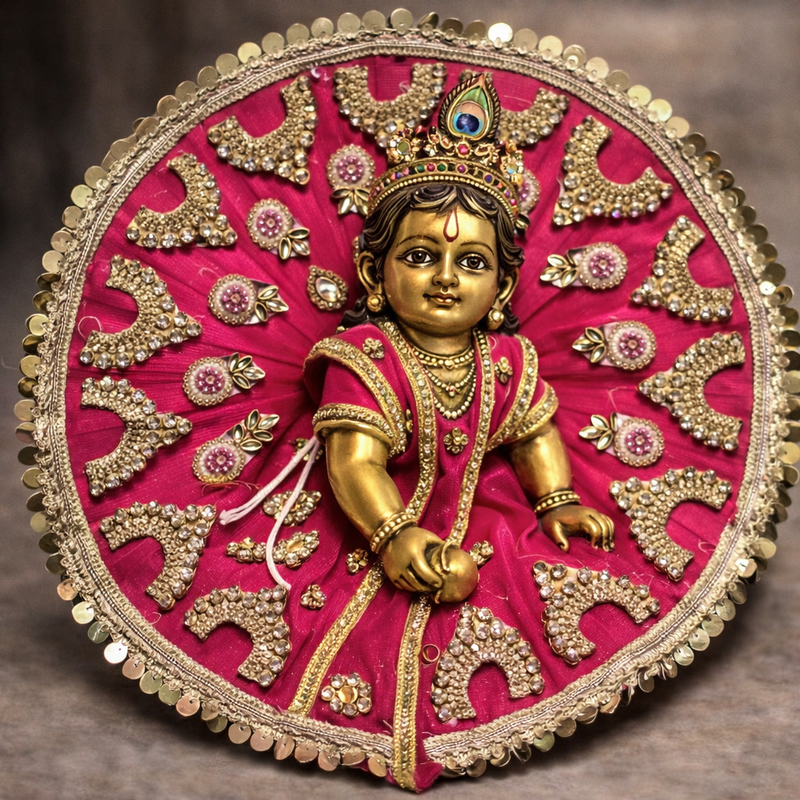 Fuchsia Crystal Motif Laddu Gopal Poshak – Size 6