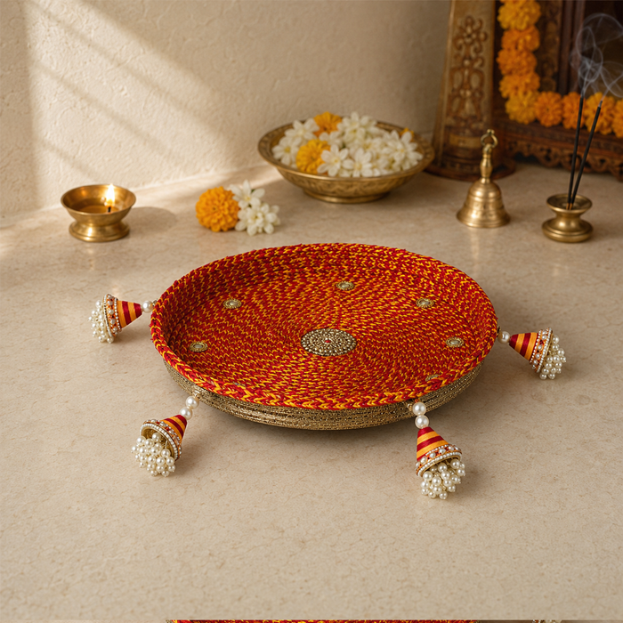 Kesari Gota Tassel Pooja Thali