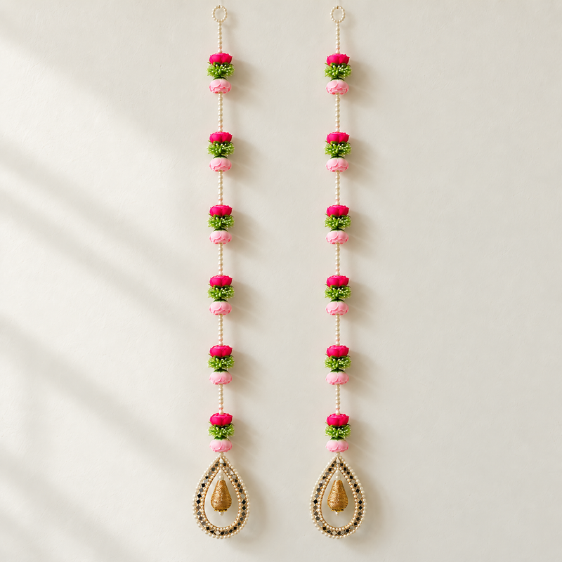 Rose Pearl Teardrop Hanging Pair – overall view