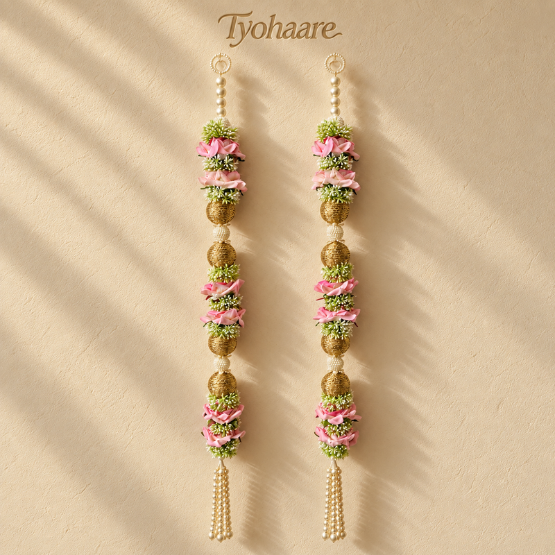 Pink Rose Pearl Hanging – Pair – view 1
