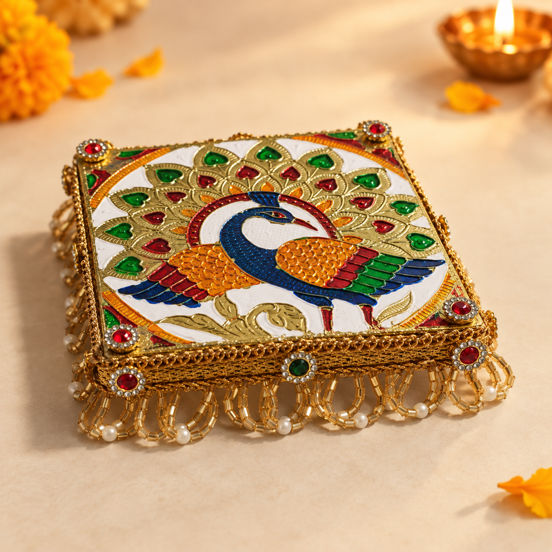 Mayur Gold Pearl Jaal Mini Singhasan – hero view