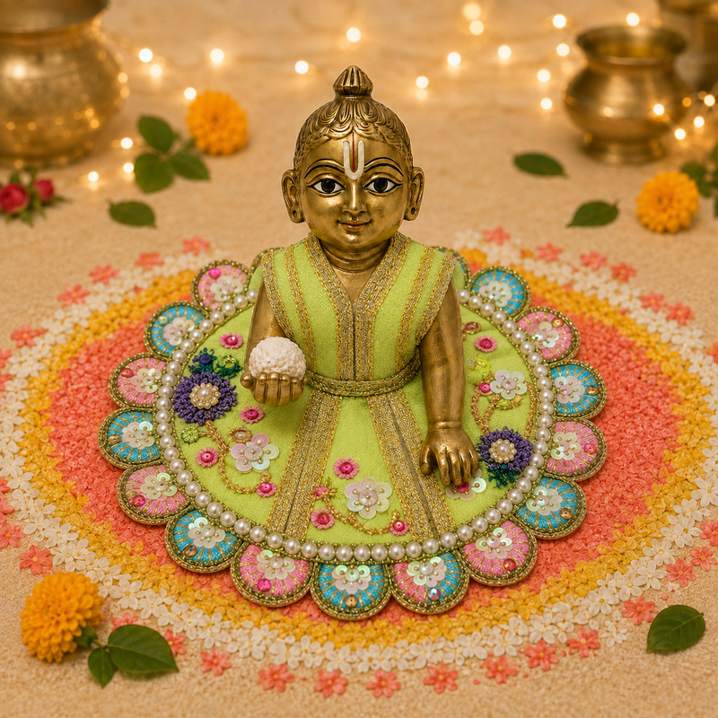 Surya Peacock Pearl Laddu Gopal Poshak – Size 0 front view