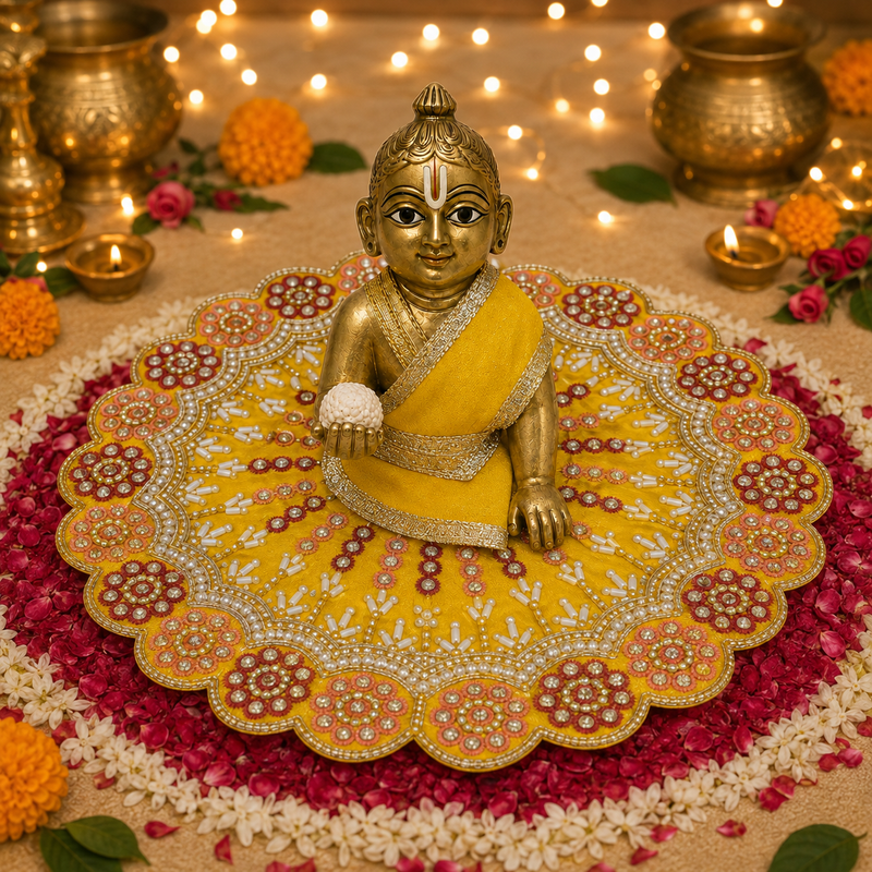 Surya Coral Crystal Mandala Laddu Gopal Poshak – Size 4, view 1