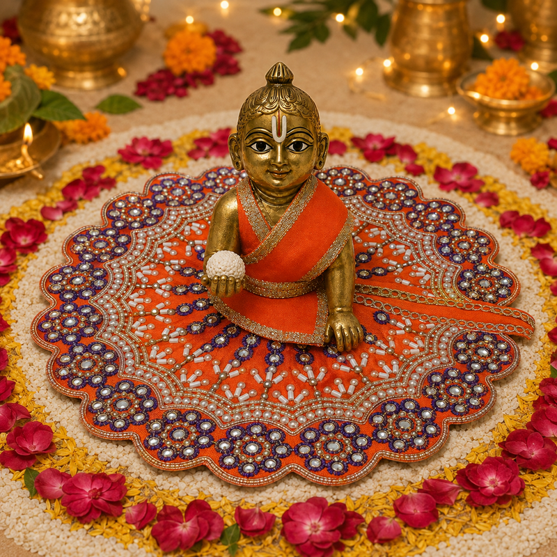 Kesari Violet Crystal Mandala Laddu Gopal Poshak – Size 4, view 1