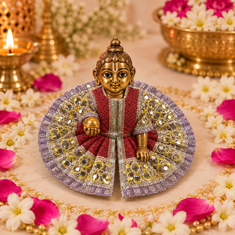 Ruby Jamuni Mirror Jaal Size 0 Laddu Gopal Poshak front view
