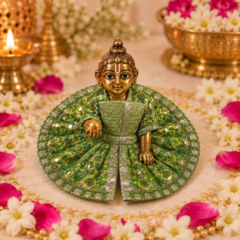 Hari Mirror Jaal Size 0 Laddu Gopal Poshak front view