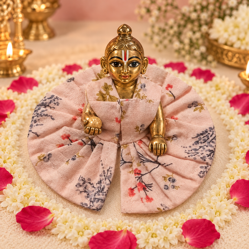 Blush Garden Sprig Laddu Gopal Poshak – Size 0 front view