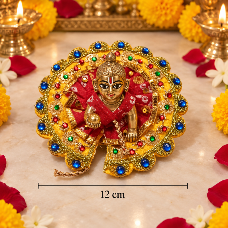 Crimson Peacock Jewel Size 0 Laddu Gopal Poshak front view