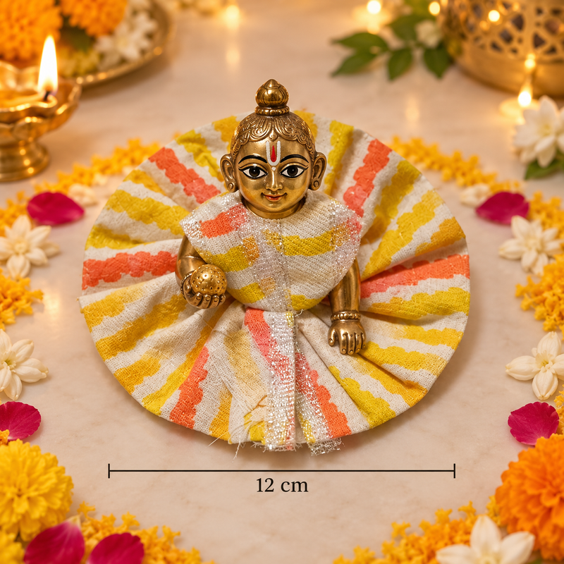 Ivory Kesari Sunburst Size 0 Laddu Gopal Poshak front view