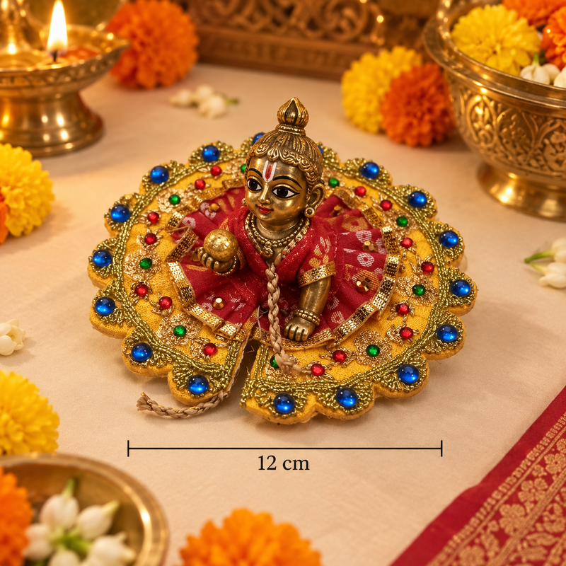 Ruby Peacock Crown Size 0 Laddu Gopal Poshak front view