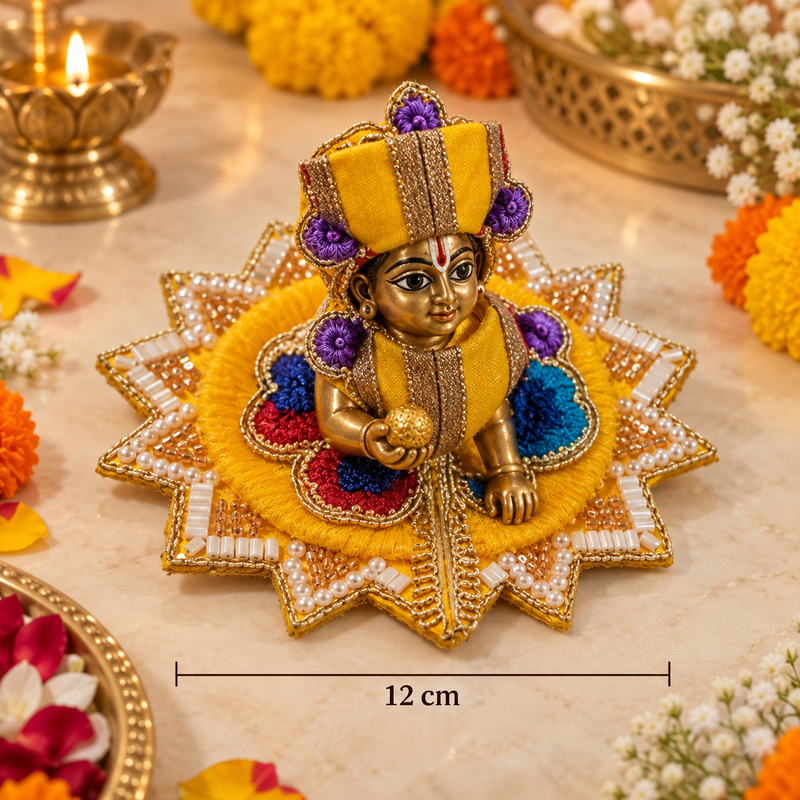 Rani Pink Lotus Gota Size 0 Laddu Gopal Poshak front view