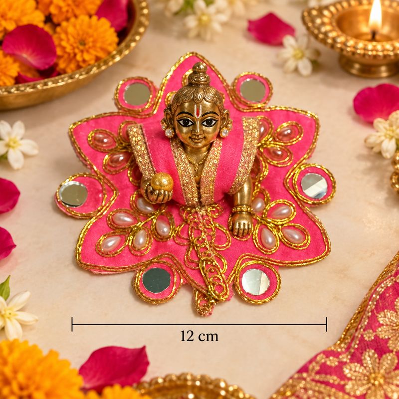 Crimson Floral Halo Size 0 Laddu Gopal Poshak front view