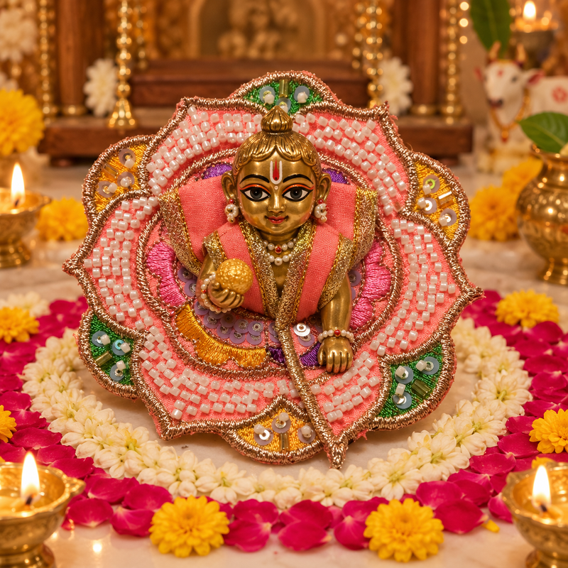 Rani Floral Vine Size 0 Laddu Gopal Poshak front view