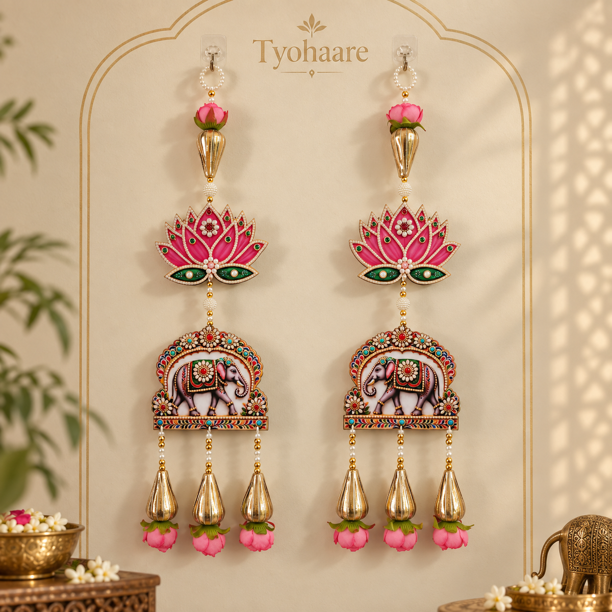 Elephant Lotus Hanging Pair - main view