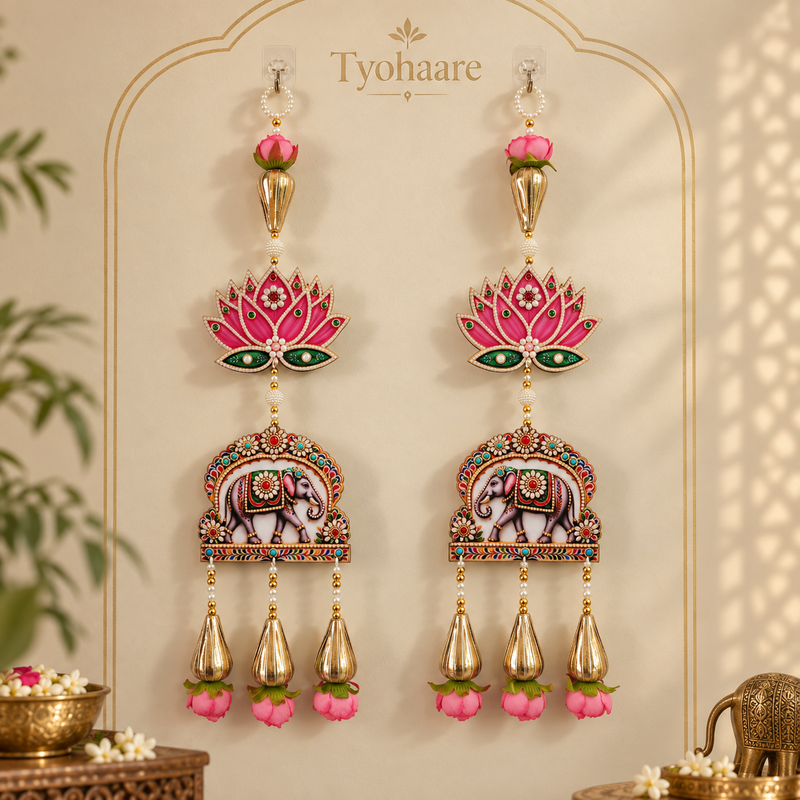 Elephant Lotus Hanging Pair - main view