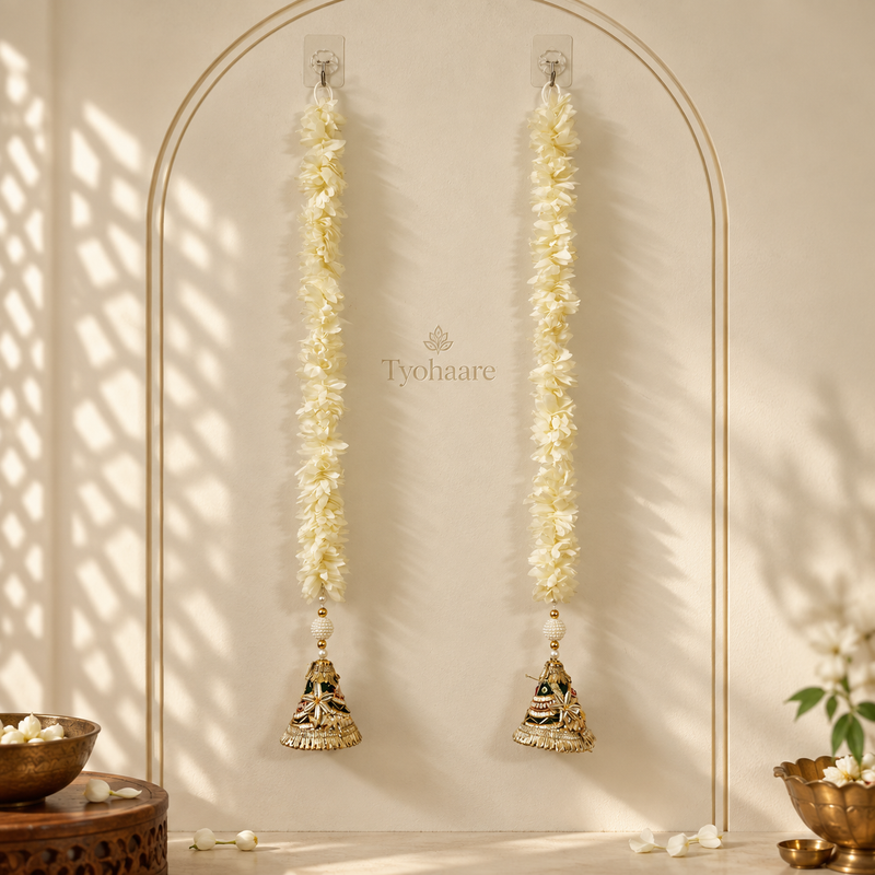 Folder 30 Ivory Floral Bell Hanging - main view