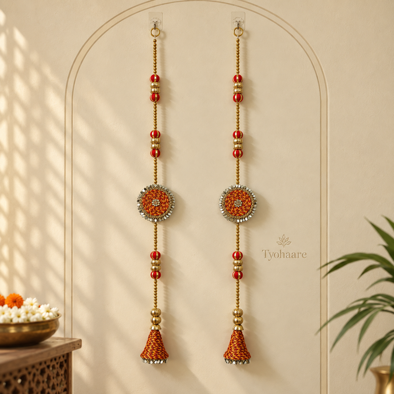 Red Gold Medallion Hanging - main view