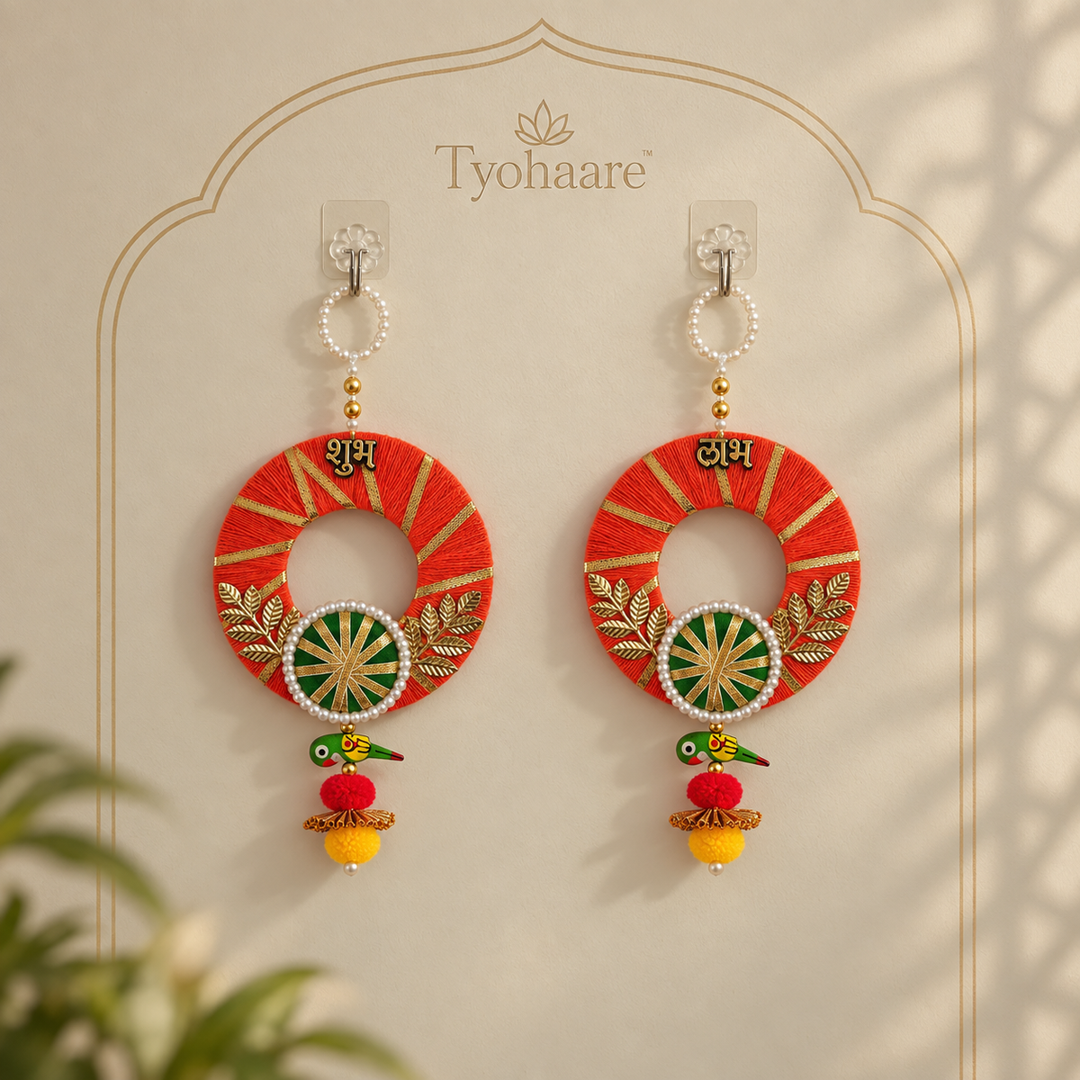 Shubh Labh Wreath Hanging Pair - main view