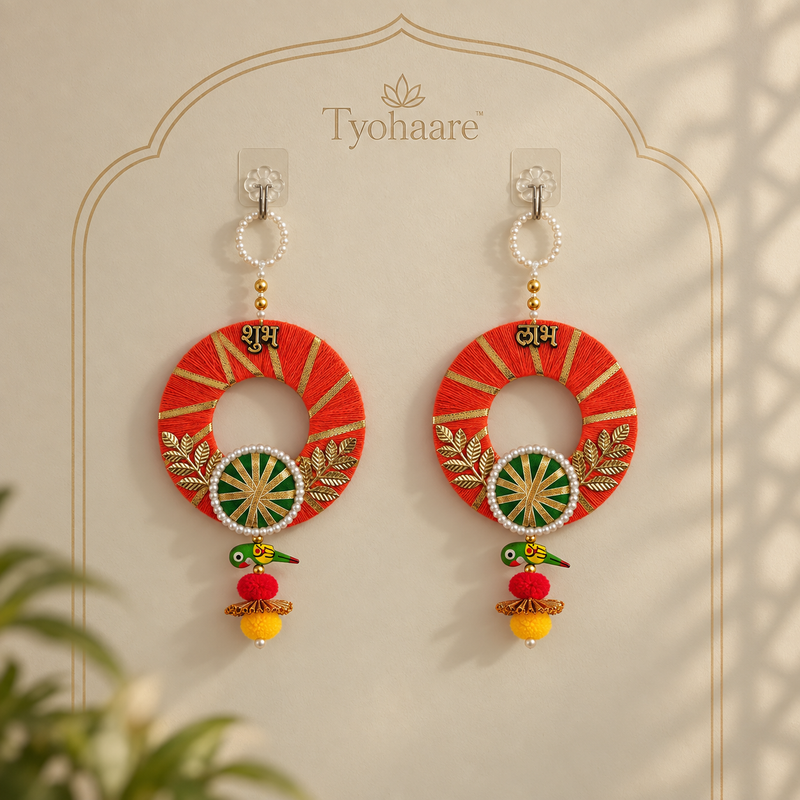 Shubh Labh Wreath Hanging Pair - main view