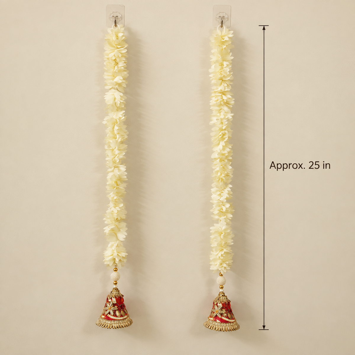 Folder 28 Ivory Red Floral Bell Hanging - measurement view