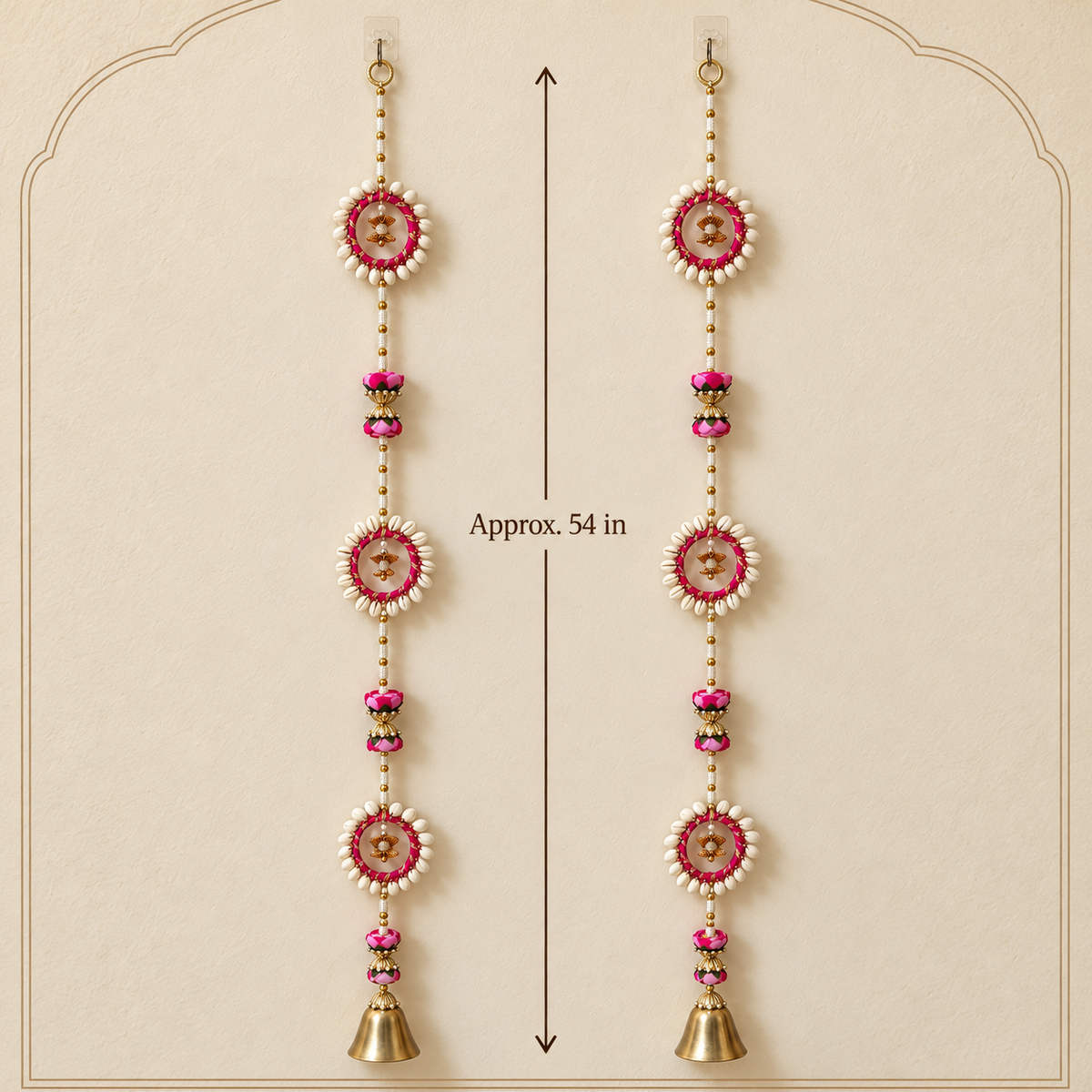 Folder 20 Pink Cowrie Shell Bell Hanging - measurement view