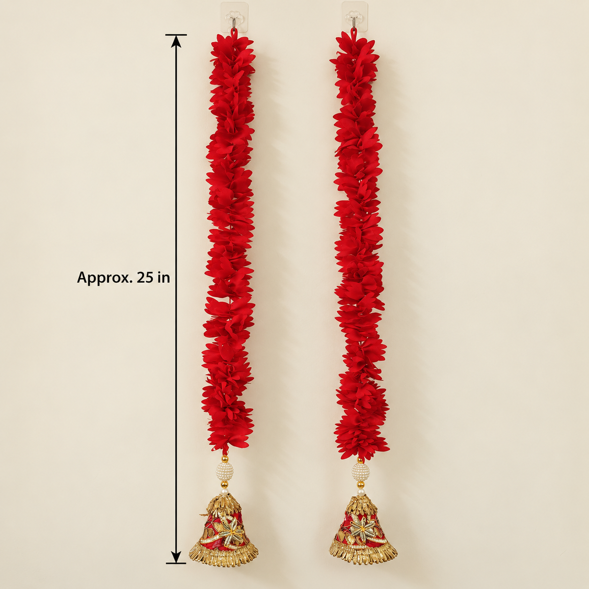 Folder 29 Red Floral Bell Hanging - measurement view