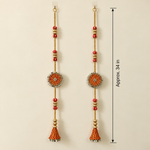 Red Gold Medallion Hanging - 34 inch measurement view