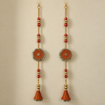 Red Gold Medallion Hanging - detail view