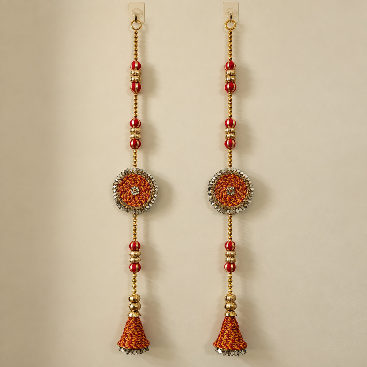Red Gold Medallion Hanging - detail view
