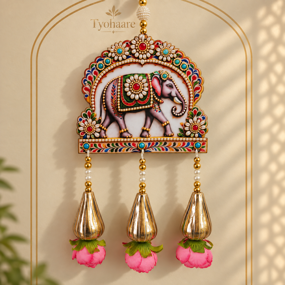 Elephant Lotus Hanging - elephant and drop detail