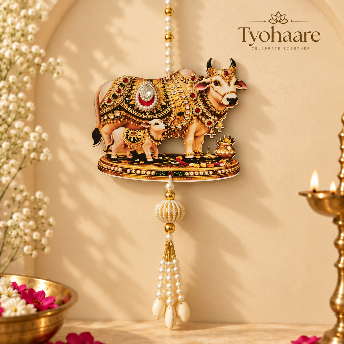 Gau Gauri Cow & Calf Hanging – Pair