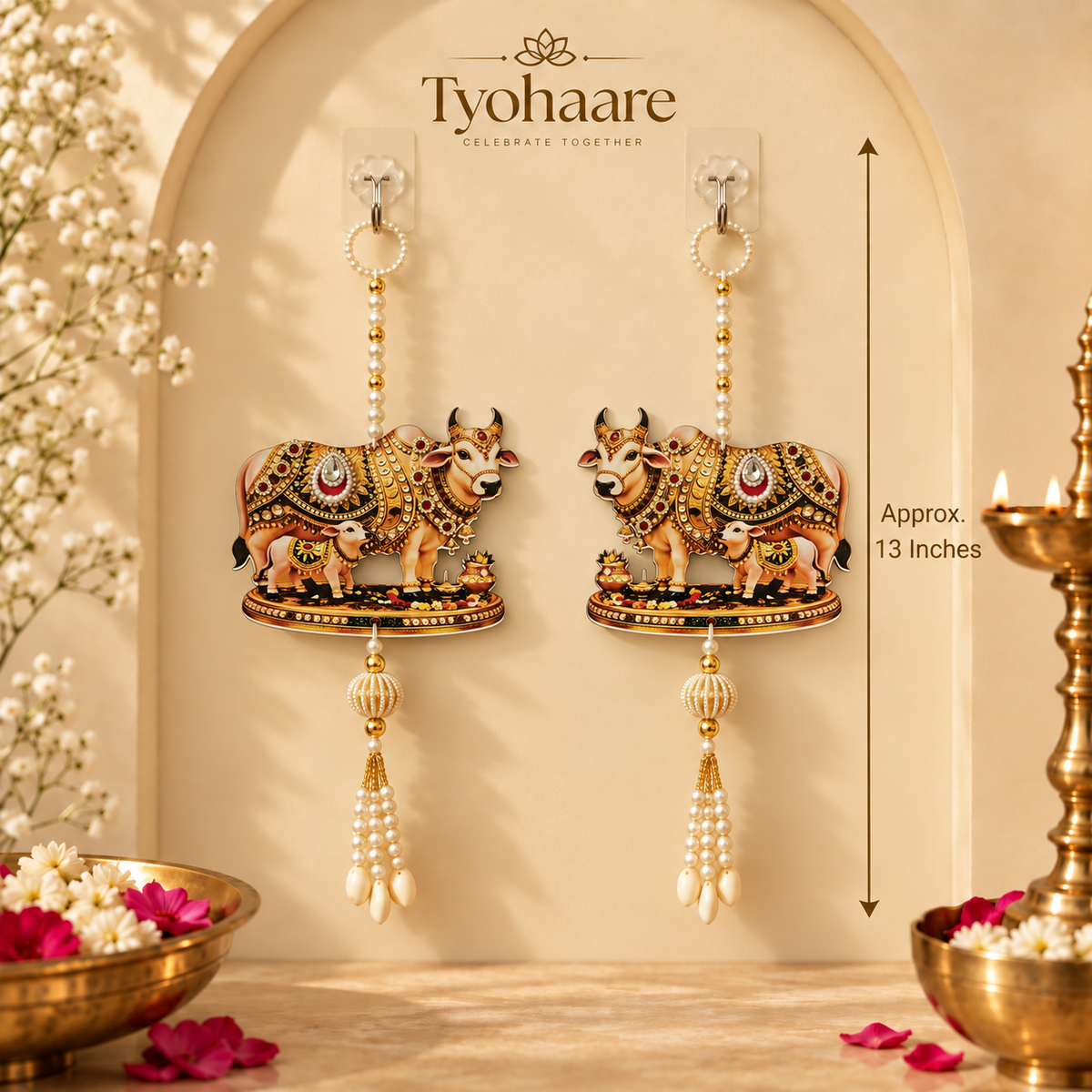 Gau Gauri Cow & Calf Hanging – Pair