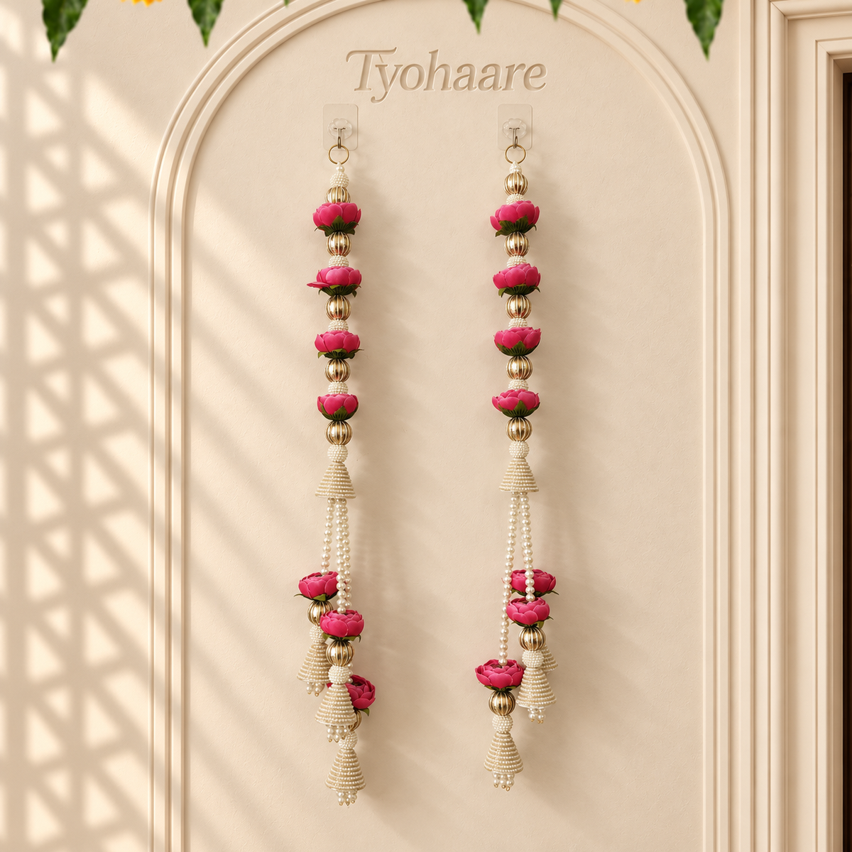 Gulabi Kamal Pearl Hanging – Pair