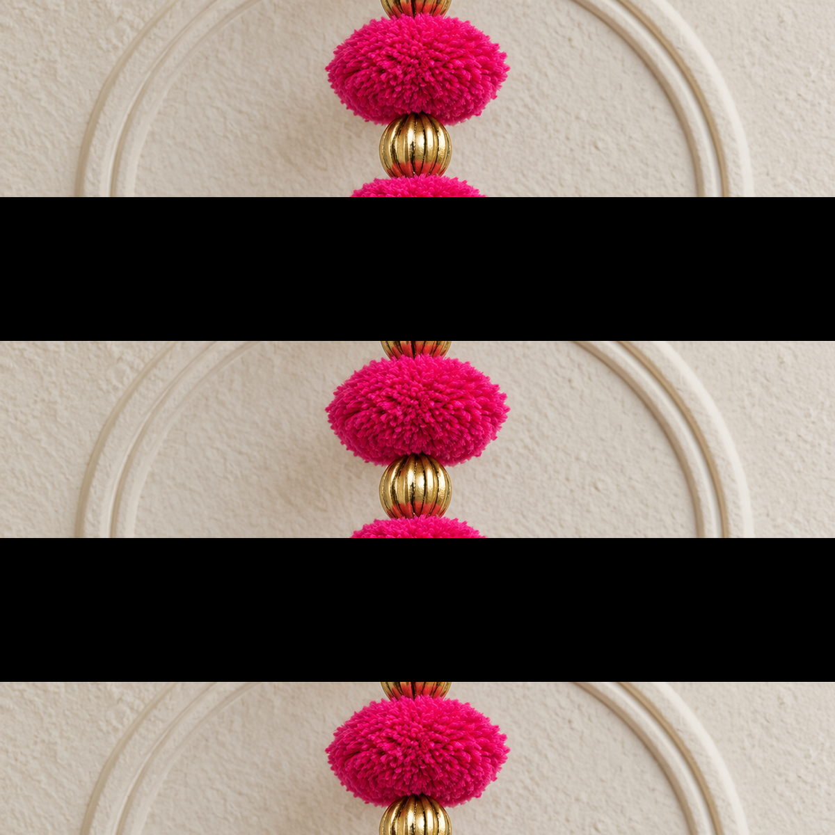 Gulabi Pom-Pom Bell Hanging - detail view