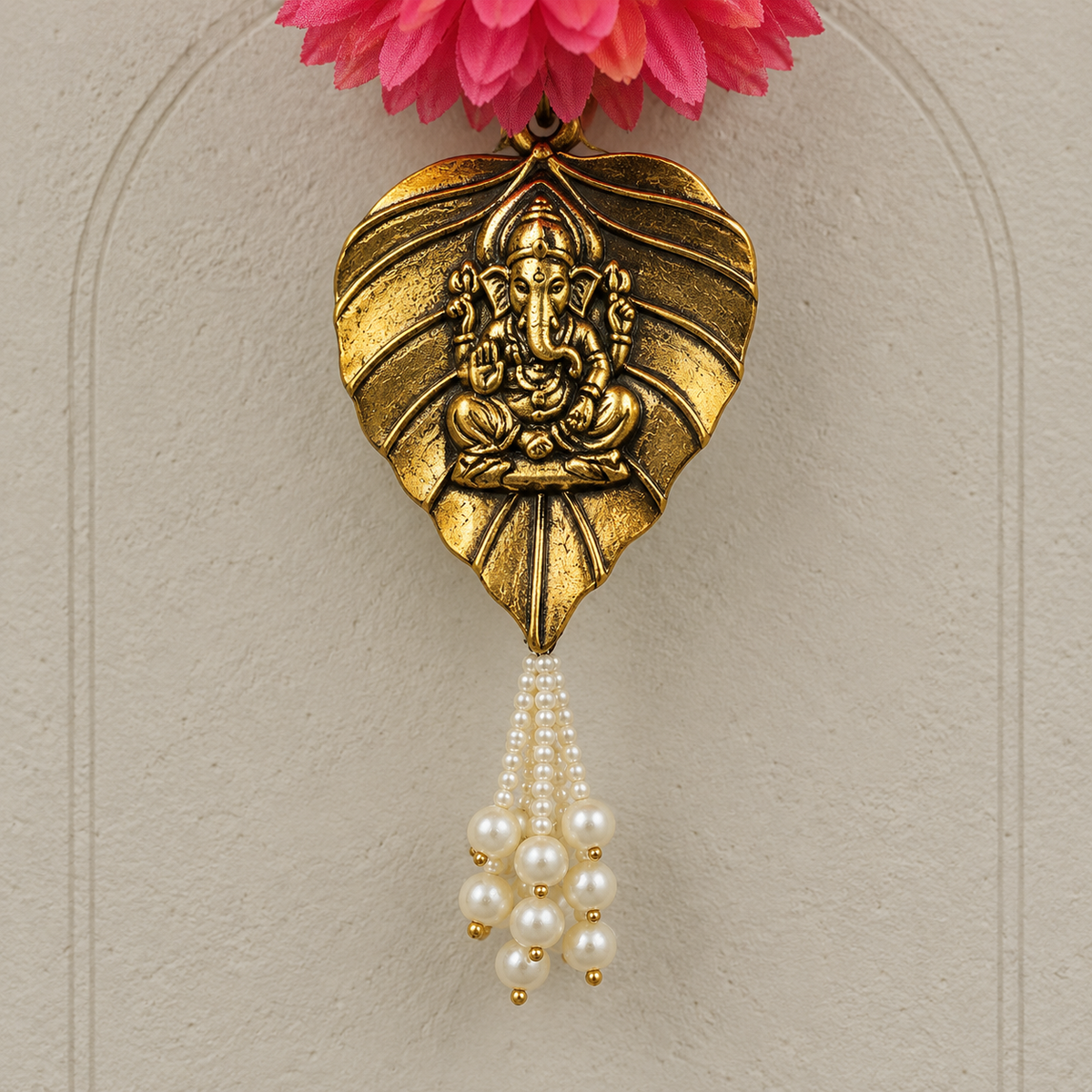 Shubh Labh Ganesha Pearl Hanging - detail view