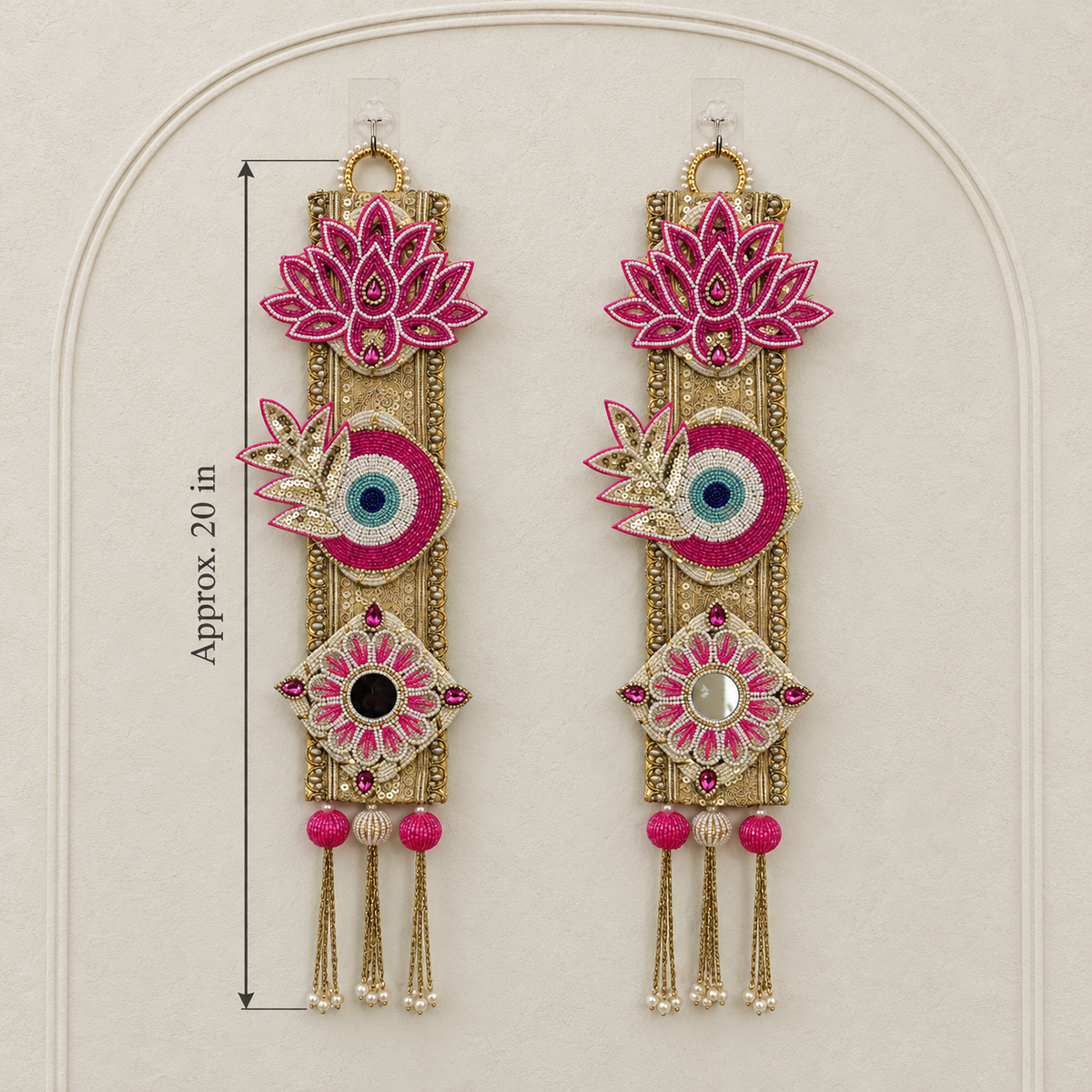 Antique Gold Mirror Floral Hanging - detail view