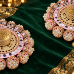 Komal Gulabi Pearl Mirror Tealight Holders – Pair - Side-cut detail