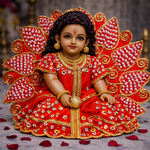 Red Lotus Pearl Crystal Laddu Gopal Poshak – Size 2