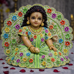 Mint Multicolour Floral Pearl Laddu Gopal Poshak – Size 2