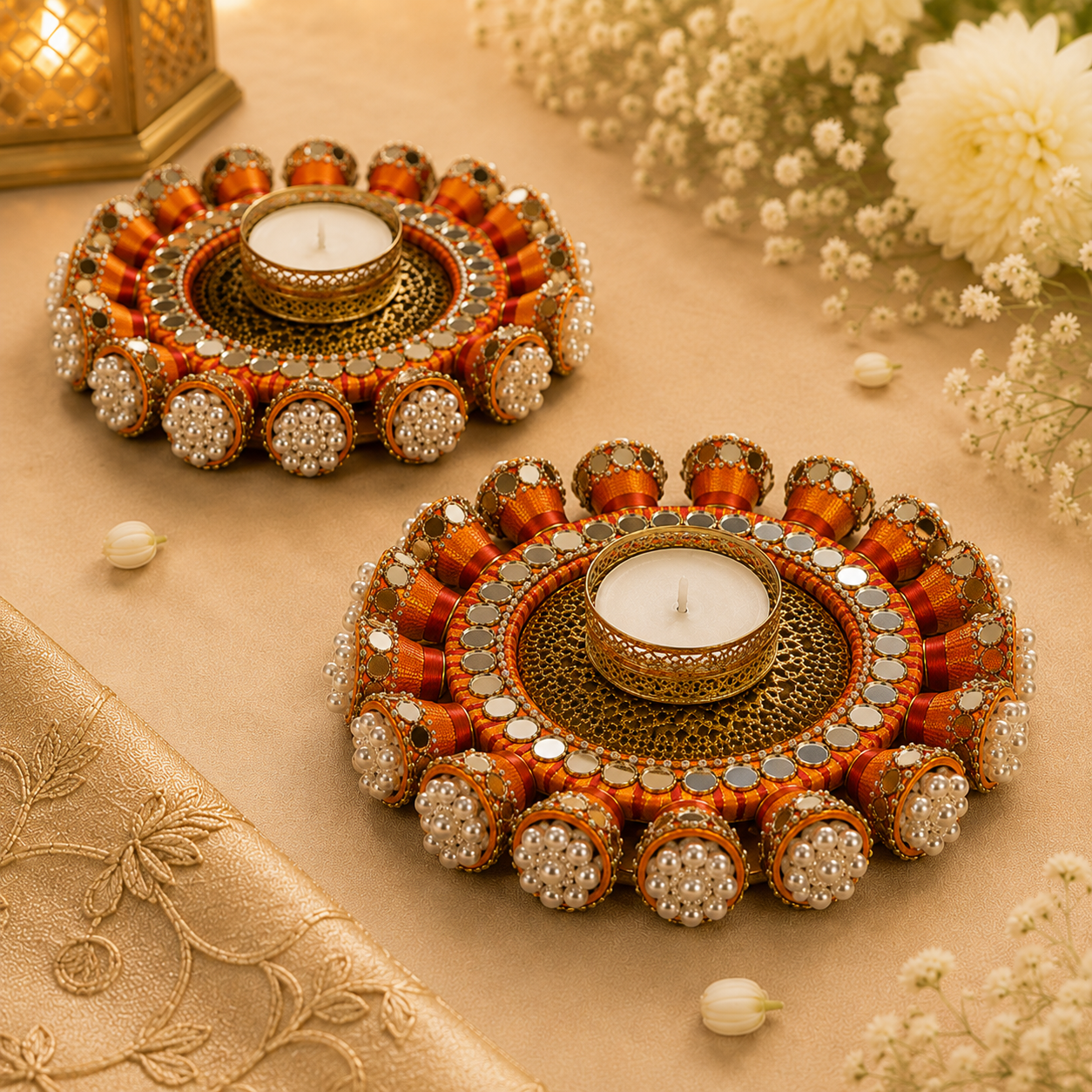 Aaradhya Festive Glow Tea Light Candle Holders