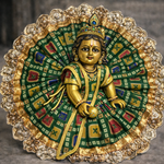 Royal Blue Geometric Gold Lace Laddu Gopal Poshak – Size 6