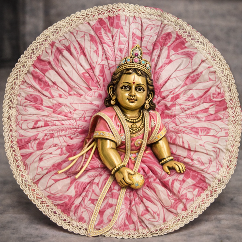 Blush Pink Printed Lace Laddu Gopal Poshak – Size 6