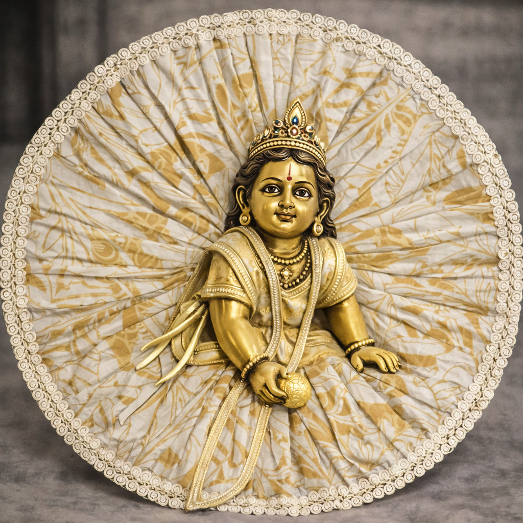 Blush Pink Printed Lace Laddu Gopal Poshak – Size 6